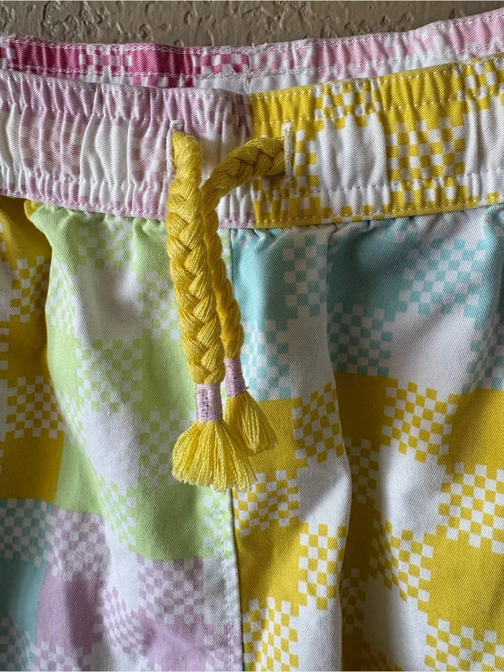 Lands End Girls Shorts XL 14/16 Gingham Rainbow Ruffle Cotton Colorful Preppy
